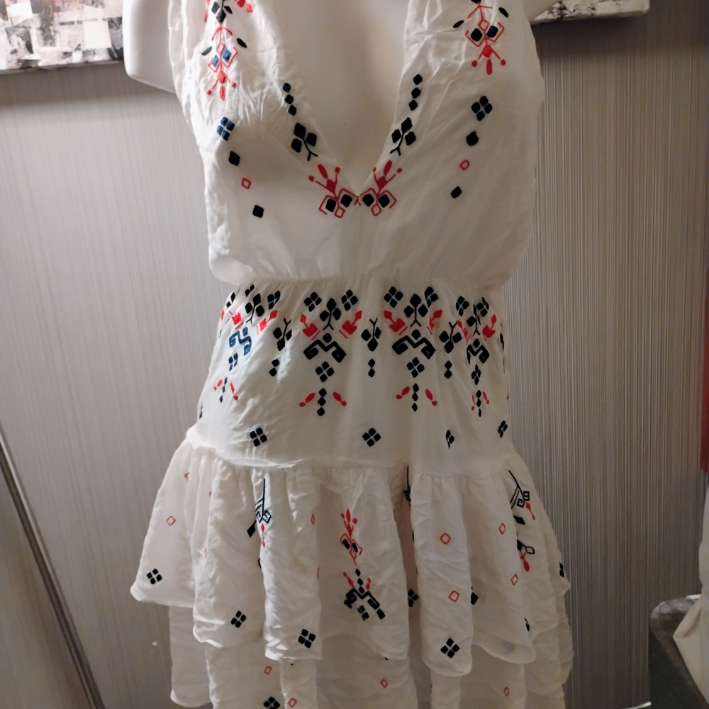 Parker White and Red Ruffled Tiered Sundress